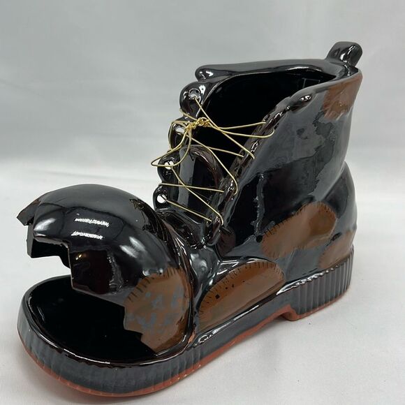 Vintage Handpainted Dark Brown Tilso Japan Boot Planter - Picture 1 of 7
